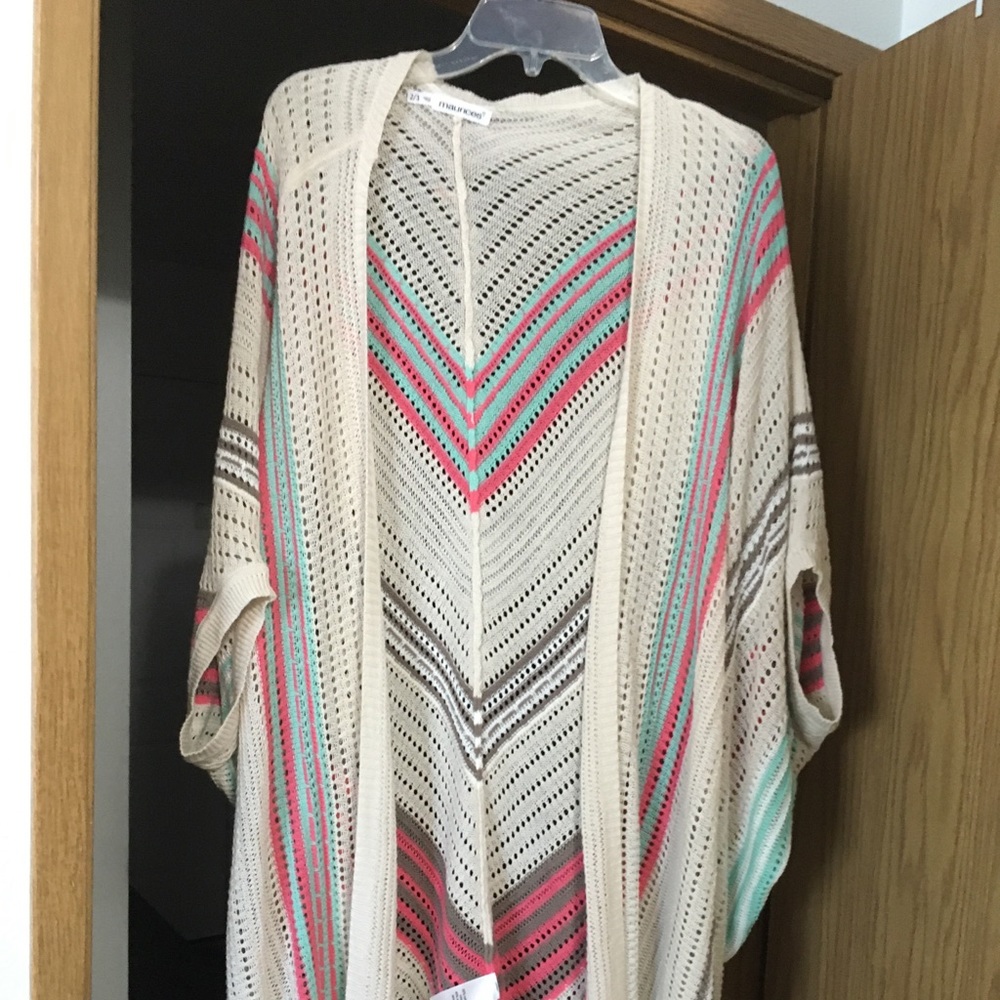 Short sleeve multi colored cardigan